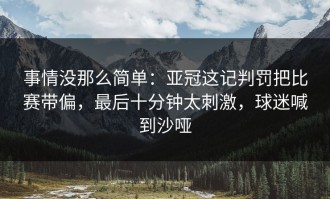 事情没那么简单：亚冠这记判罚把比赛带偏，最后十分钟太刺激，球迷喊到沙哑
