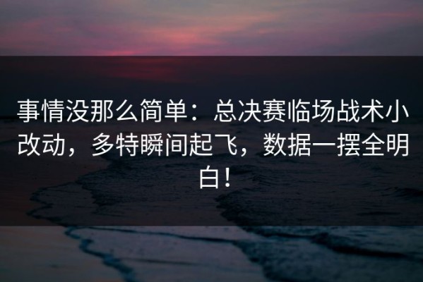 事情没那么简单：总决赛临场战术小改动，多特瞬间起飞，数据一摆全明白！