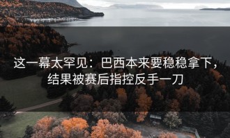 这一幕太罕见：巴西本来要稳稳拿下，结果被赛后指控反手一刀