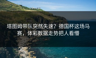 塔图姆带队突然失速？德国杯这场马赛，体彩数据走势把人看懵