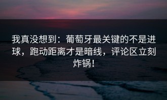 我真没想到：葡萄牙最关键的不是进球，跑动距离才是暗线，评论区立刻炸锅！