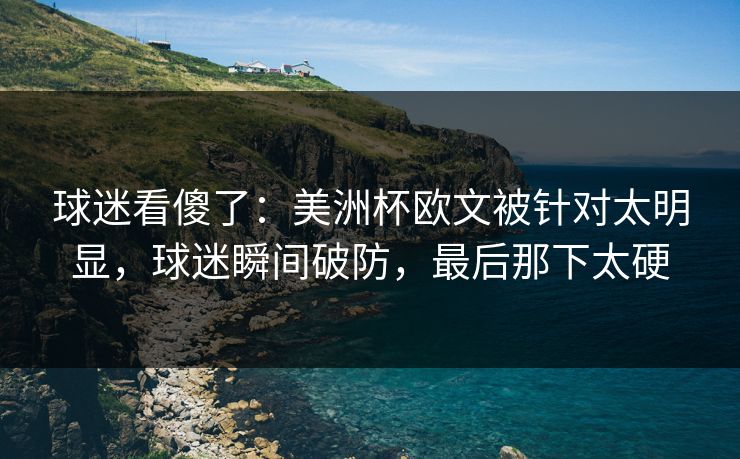 球迷看傻了：美洲杯欧文被针对太明显，球迷瞬间破防，最后那下太硬