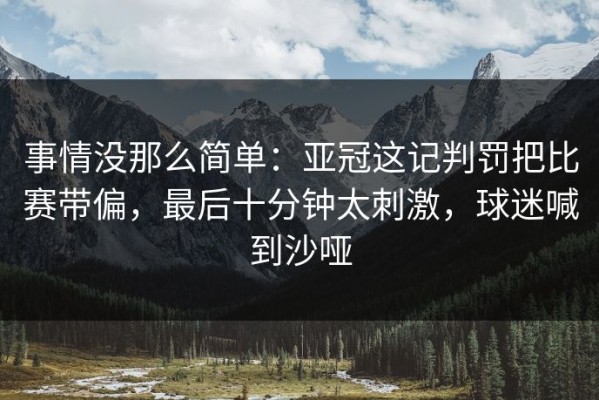 事情没那么简单：亚冠这记判罚把比赛带偏，最后十分钟太刺激，球迷喊到沙哑