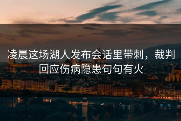 凌晨这场湖人发布会话里带刺，裁判回应伤病隐患句句有火