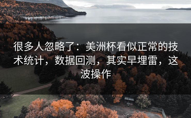 很多人忽略了：美洲杯看似正常的技术统计，数据回测，其实早埋雷，这波操作